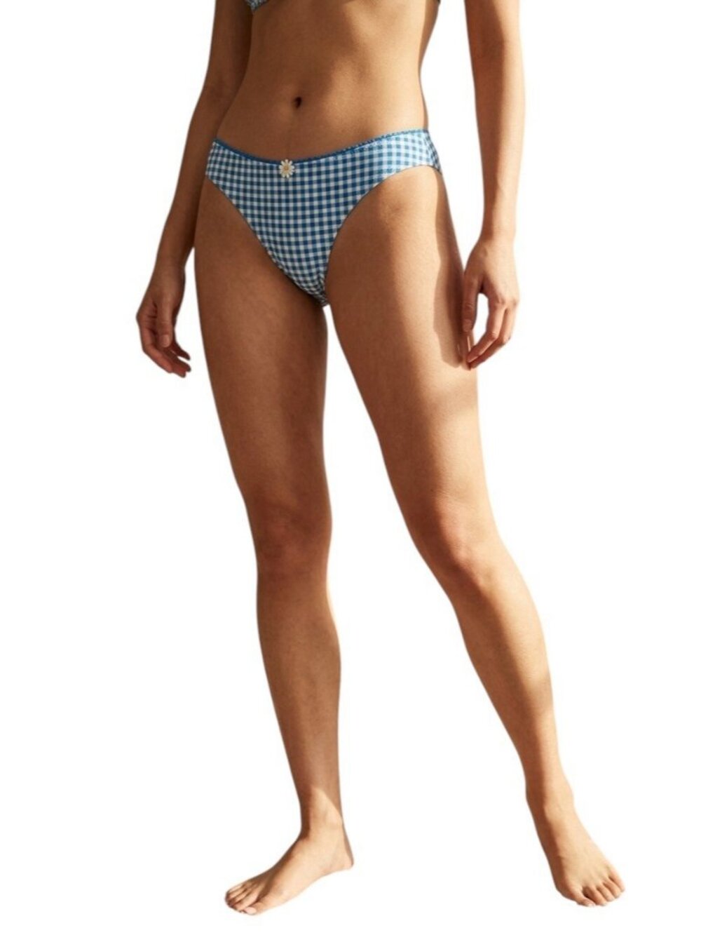 NWT Solid & Striped The Daphne Swim Bottom Small Cosmic Blue Gingham Daisy $108 - Picture 1 of 10